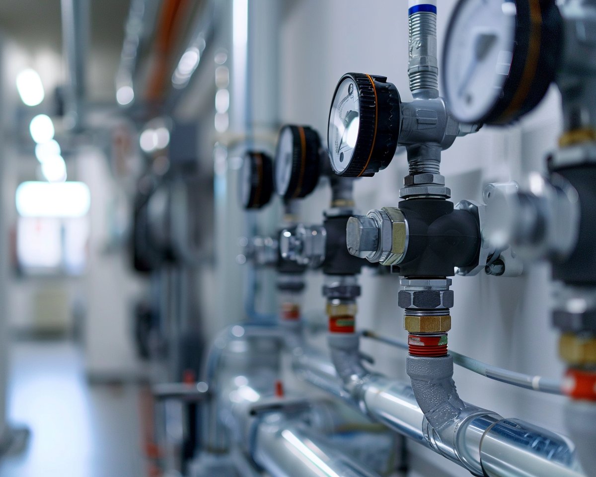 Wartung von Wasserleitungen und Druckmessgeräten